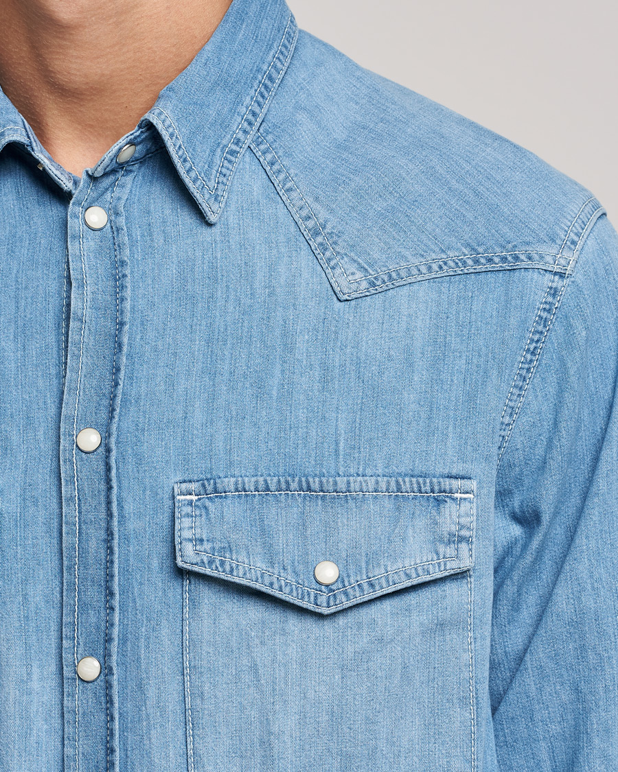 Men | Shirts | J.Lindeberg | Carson Western Denim Shirt Bleached Denim