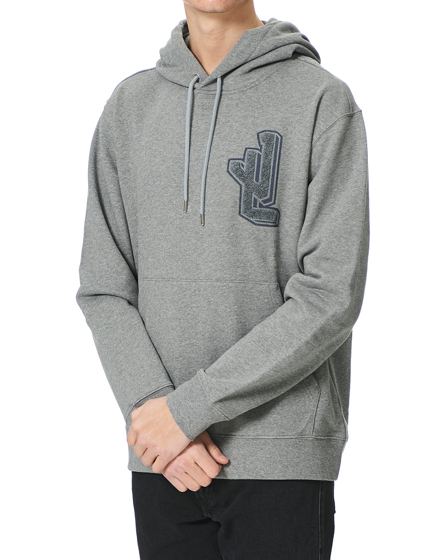 Men | Sweaters & Knitwear | J.Lindeberg | Tony Patch Hoodie Mid Grey Melange