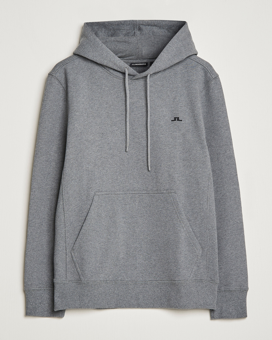 Men | Sweaters & Knitwear | J.Lindeberg | Cal Sweat Hoodie Grey Melange