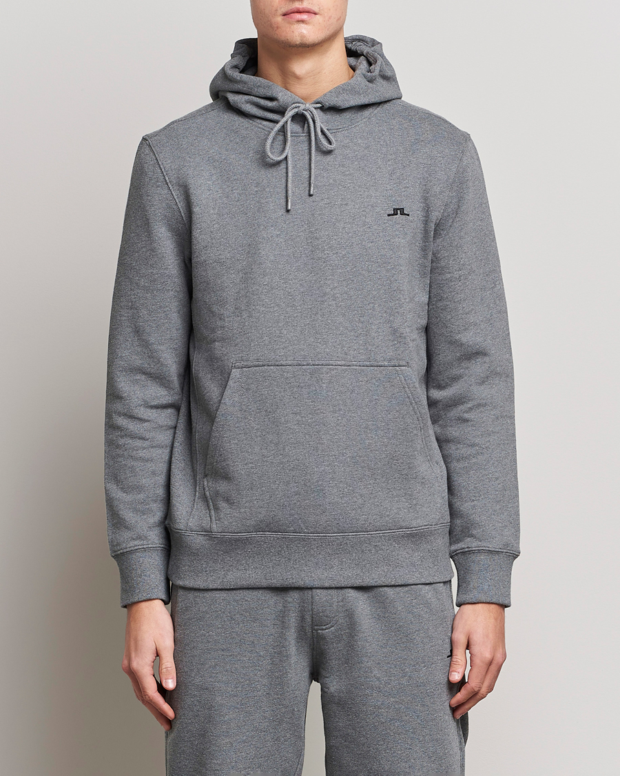 Men | Sweaters & Knitwear | J.Lindeberg | Cal Sweat Hoodie Grey Melange
