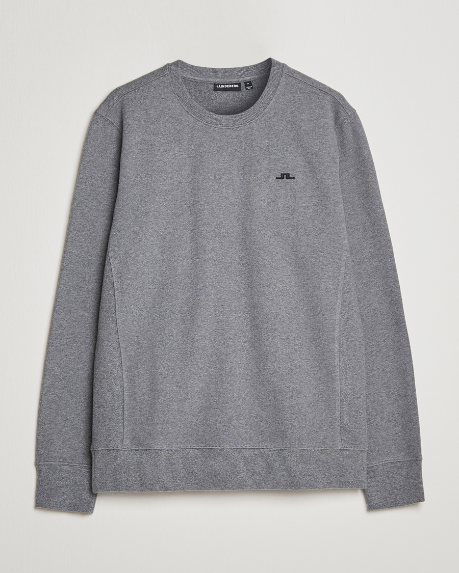 Men | Sweaters & Knitwear | J.Lindeberg | Cal Crew Neck Sweat Grey Melange