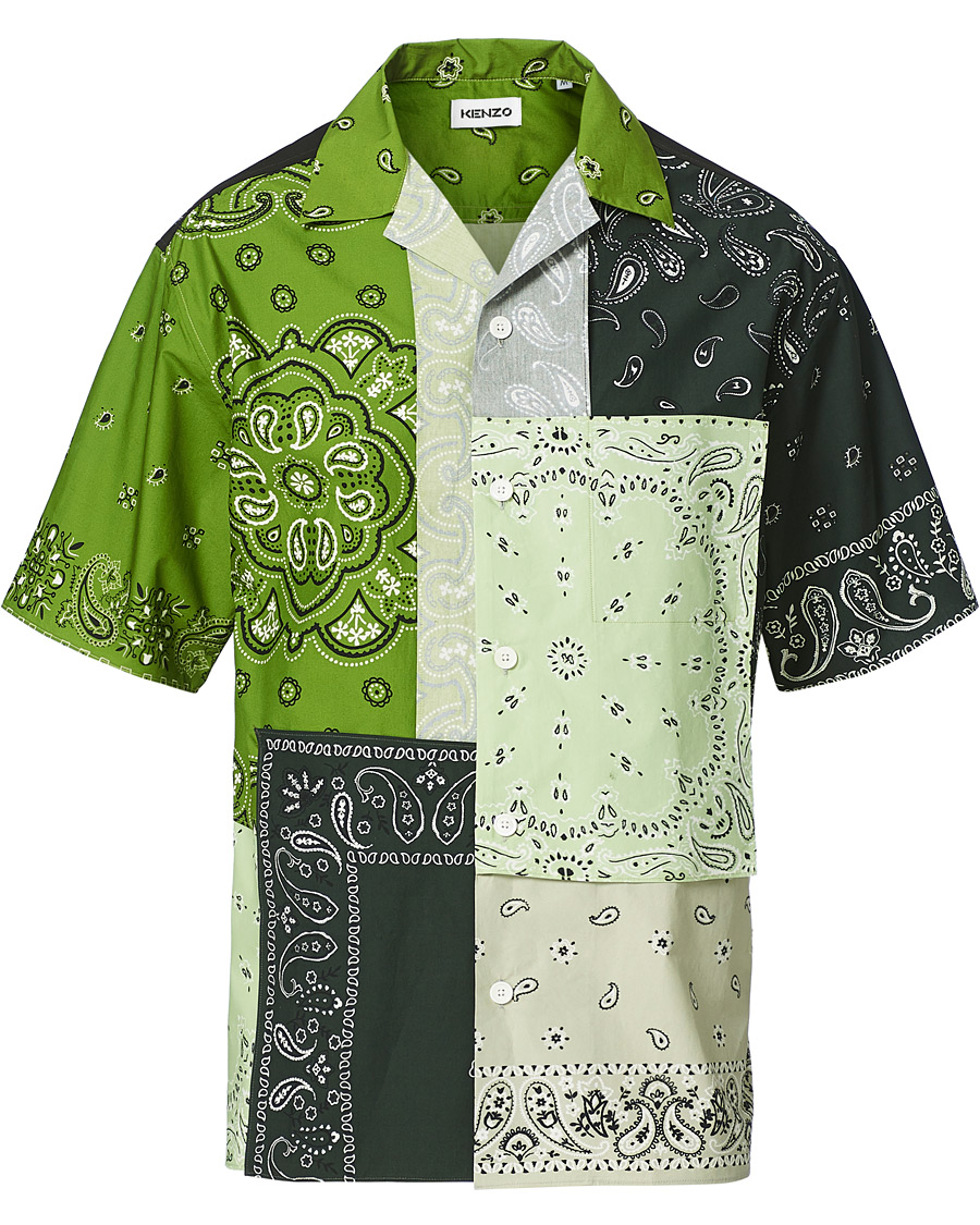 Men | Shirts | KENZO | Patchwork Short Sleeves Shirt Green