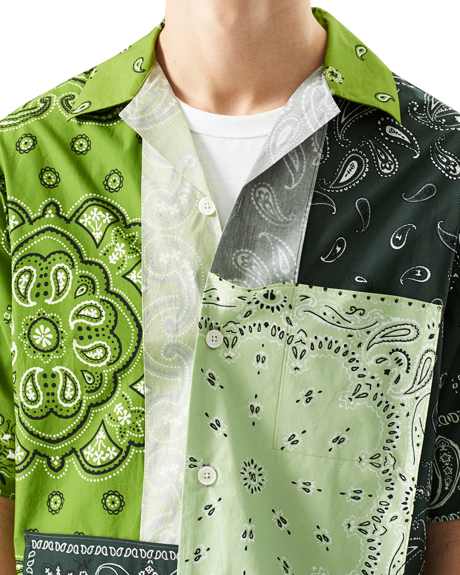 Men | Shirts | KENZO | Patchwork Short Sleeves Shirt Green