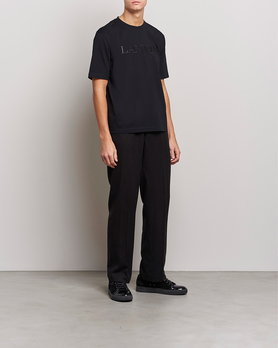 Men | Lanvin | Lanvin | Embroidered Tonal Logo T-Shirt Black