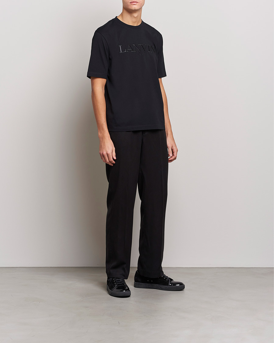 Men | T-Shirts | Lanvin | Embroidered Tonal Logo T-Shirt Black