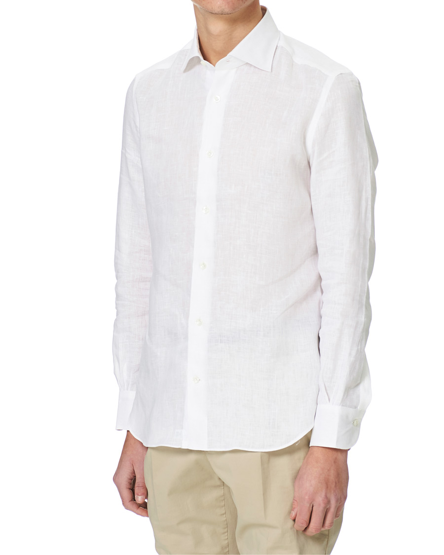 Mazzarelli Soft Linen Shirt White at CareOfCarl.com