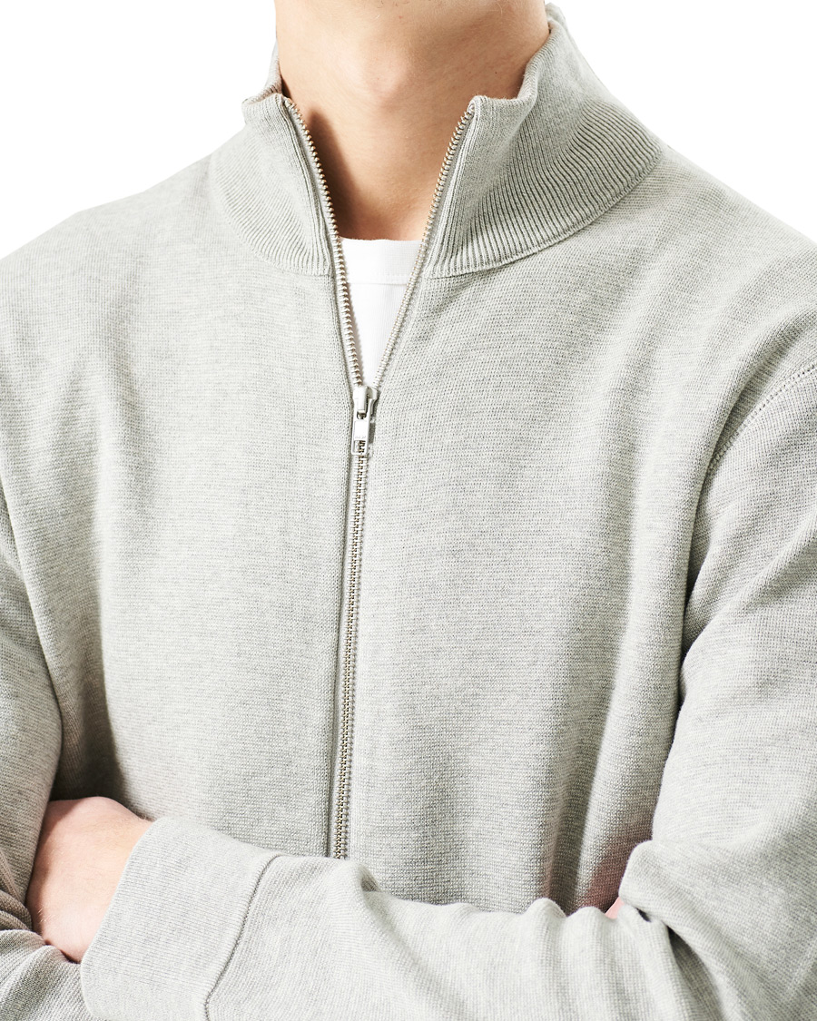 Men | Sweaters & Knitwear | NN07 | Luis Knitted Full-Zip Sweater Light Grey Melange