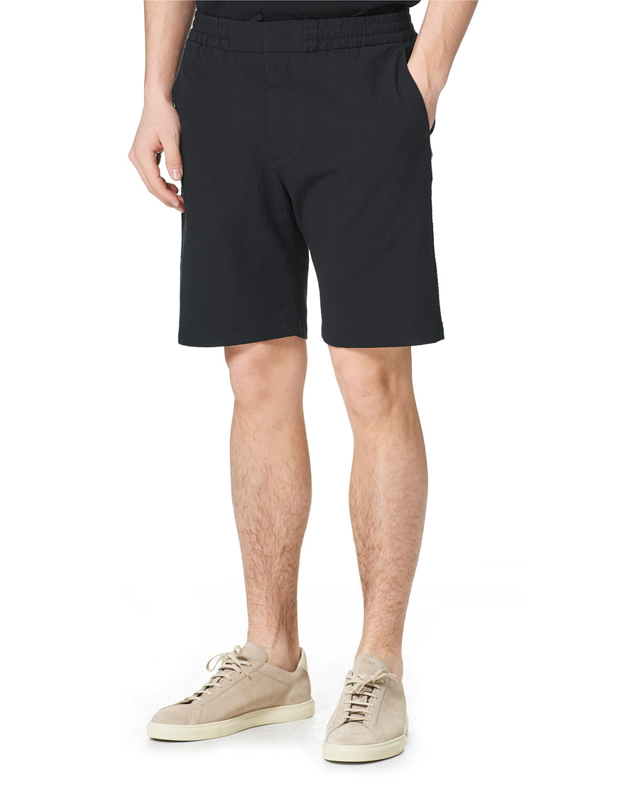 Men | Shorts | NN07 | Foss Seersucker Drawstring Shorts Black