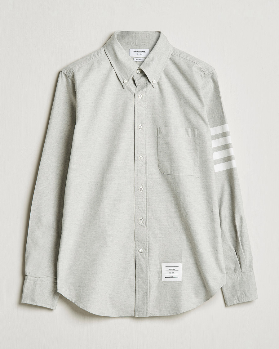 Men | Shirts | Thom Browne | 4 Bar Flannel Shirt Light Grey