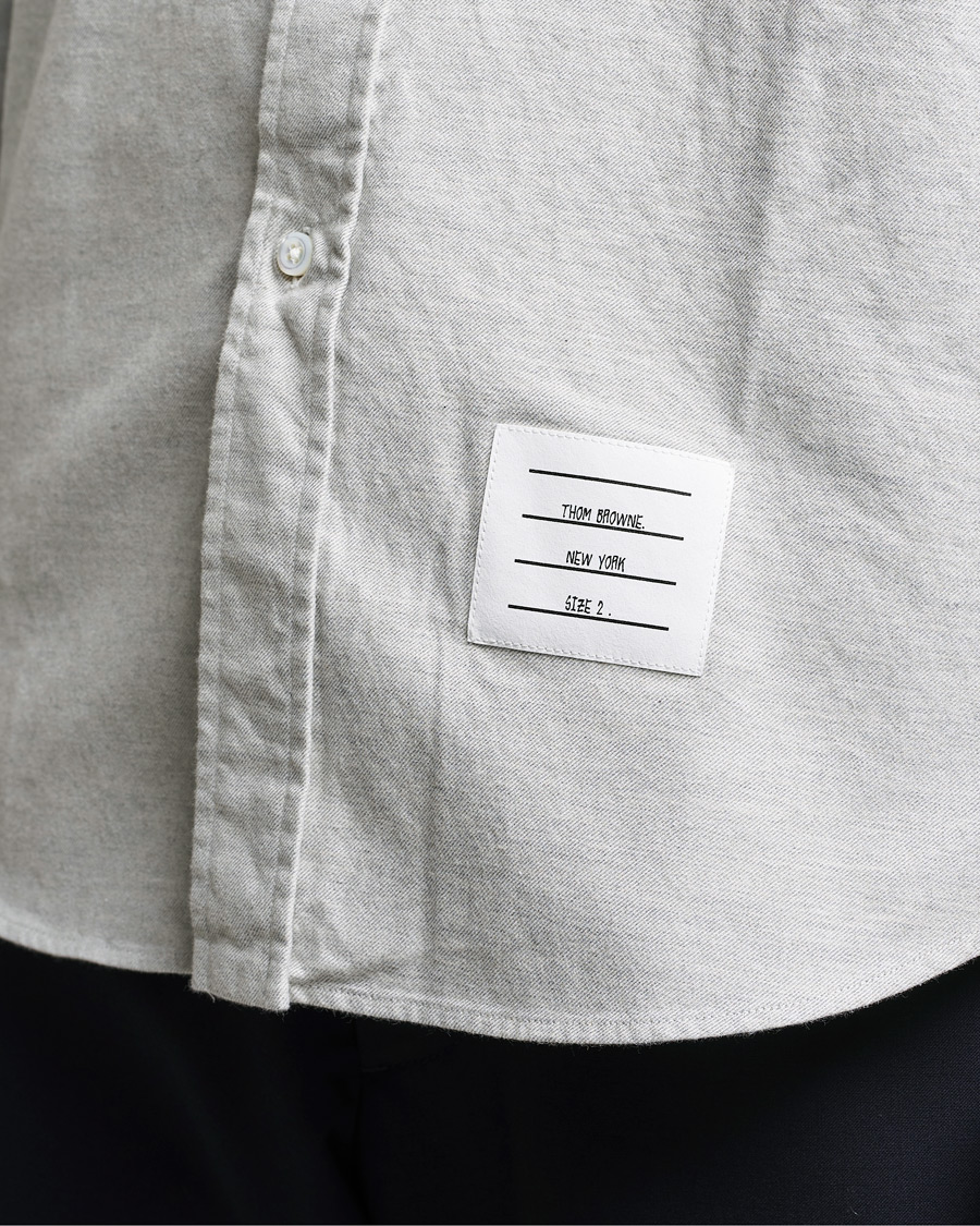 Men | Shirts | Thom Browne | 4 Bar Flannel Shirt Light Grey