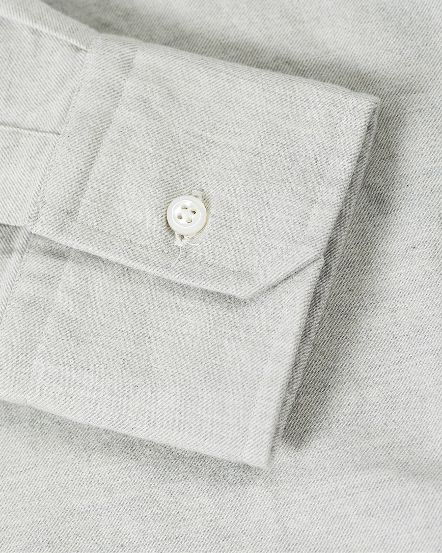 Men | Shirts | Thom Browne | 4 Bar Flannel Shirt Light Grey