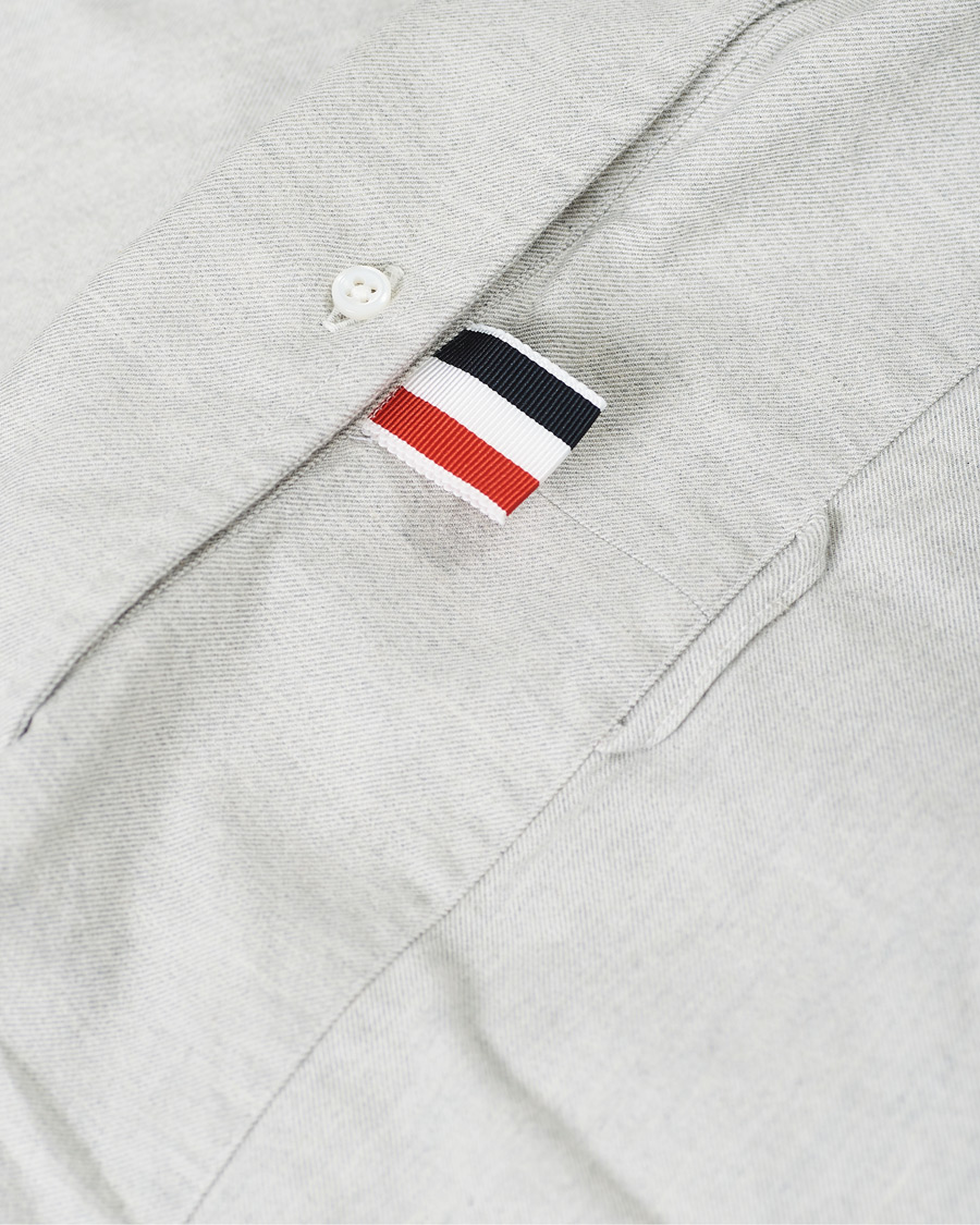 Men | Shirts | Thom Browne | 4 Bar Flannel Shirt Light Grey