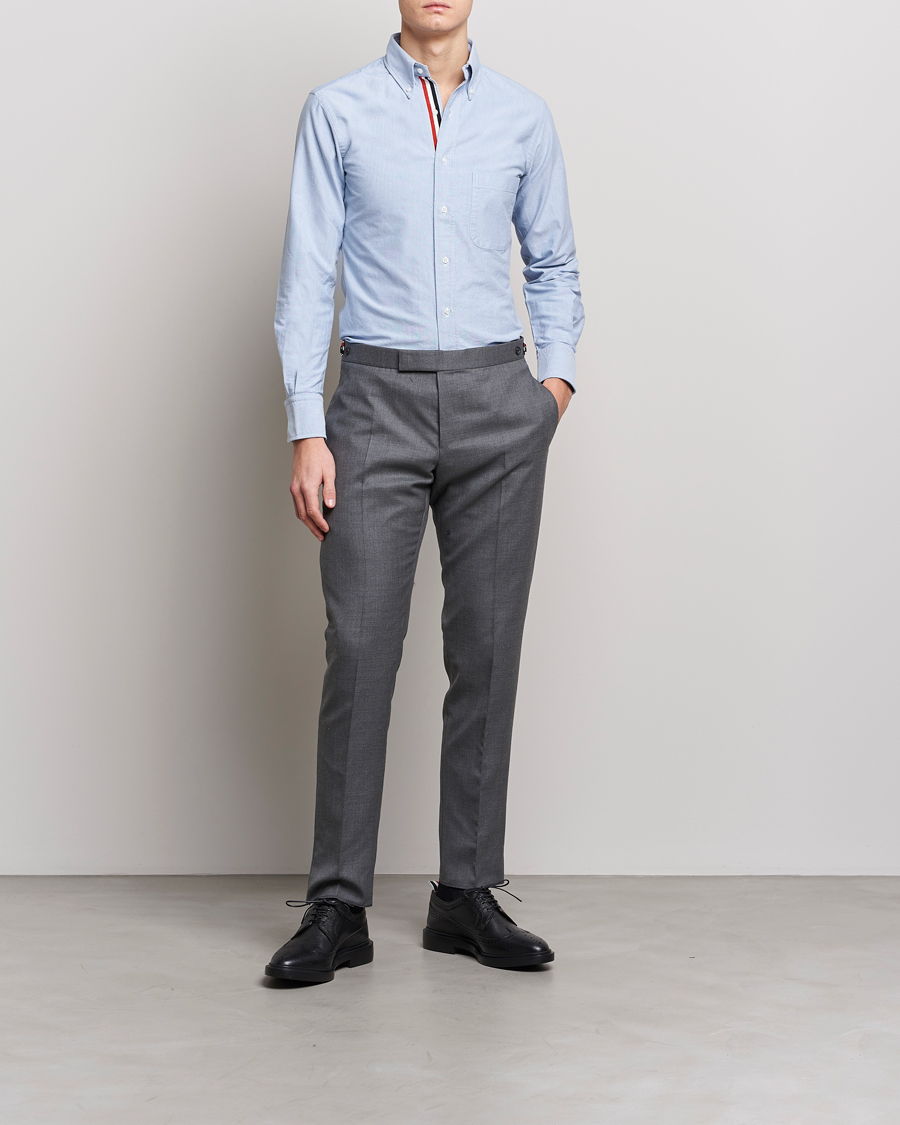 Thom Browne Grosgrain Placket Oxford Shirt Light Blue at