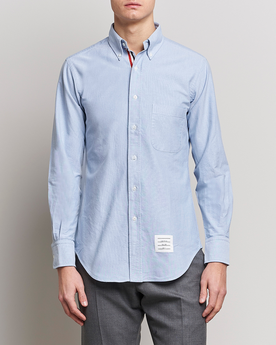 Men |  | Thom Browne | Grosgrain Placket Oxford Shirt Light Blue