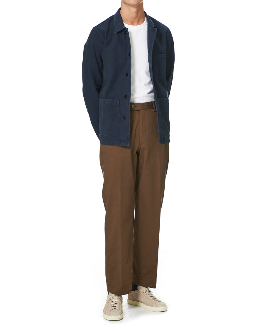 Men | Shirts | A Day's March | Original Herringbone Overshirt Navy