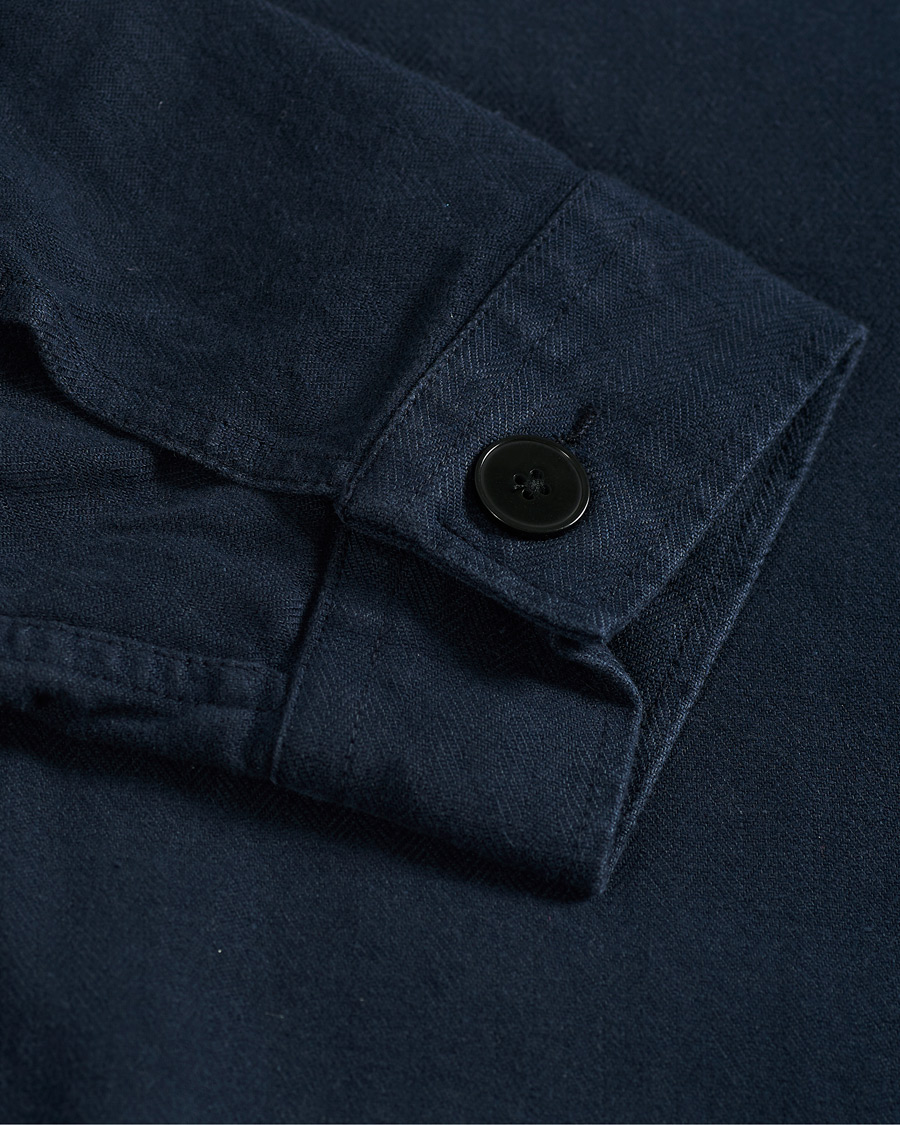 Men | Shirts | A Day's March | Original Herringbone Overshirt Navy