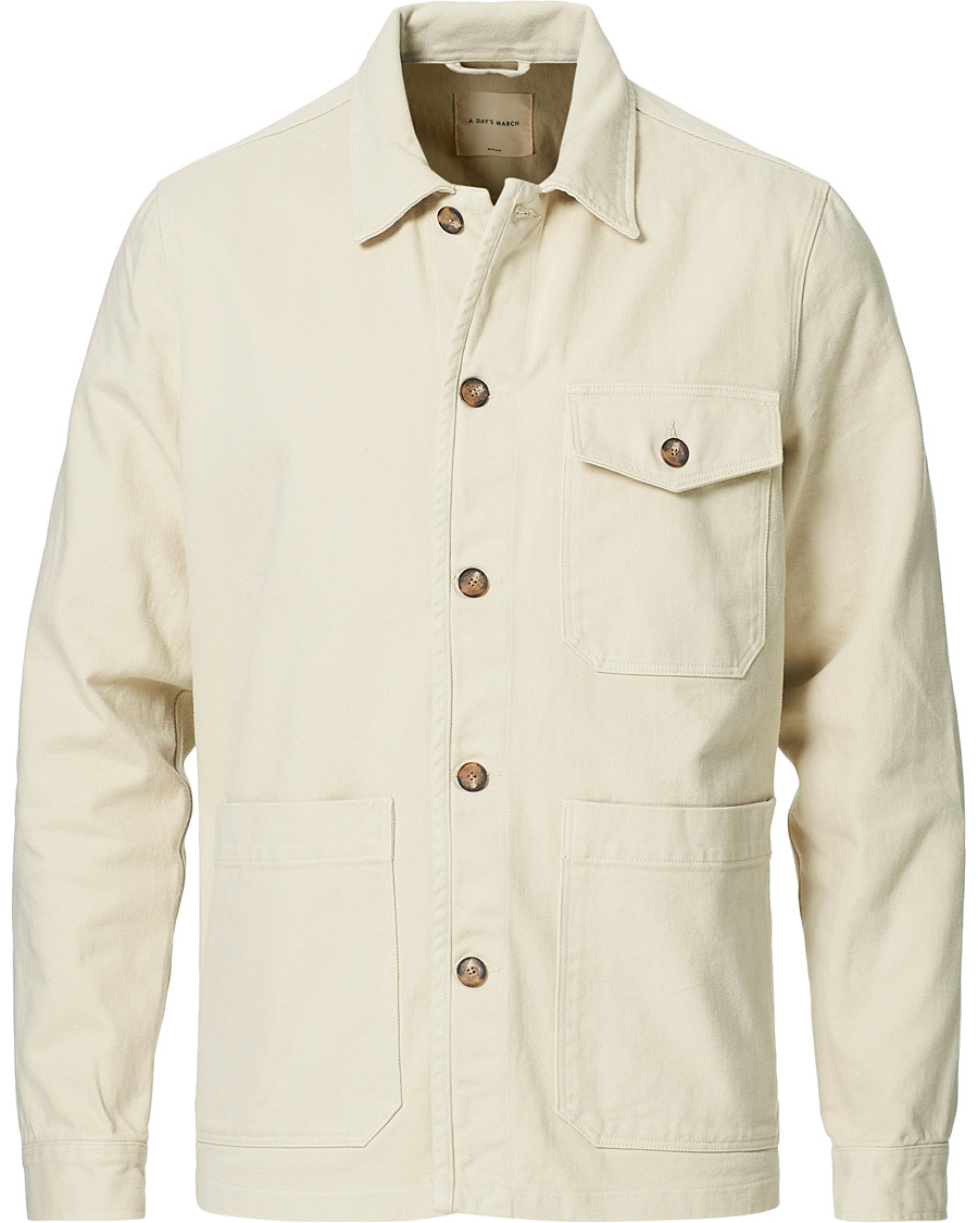 Men | Overshirts | A Day's March | Sturdy Twill Patch Pocket Overshirt Desert