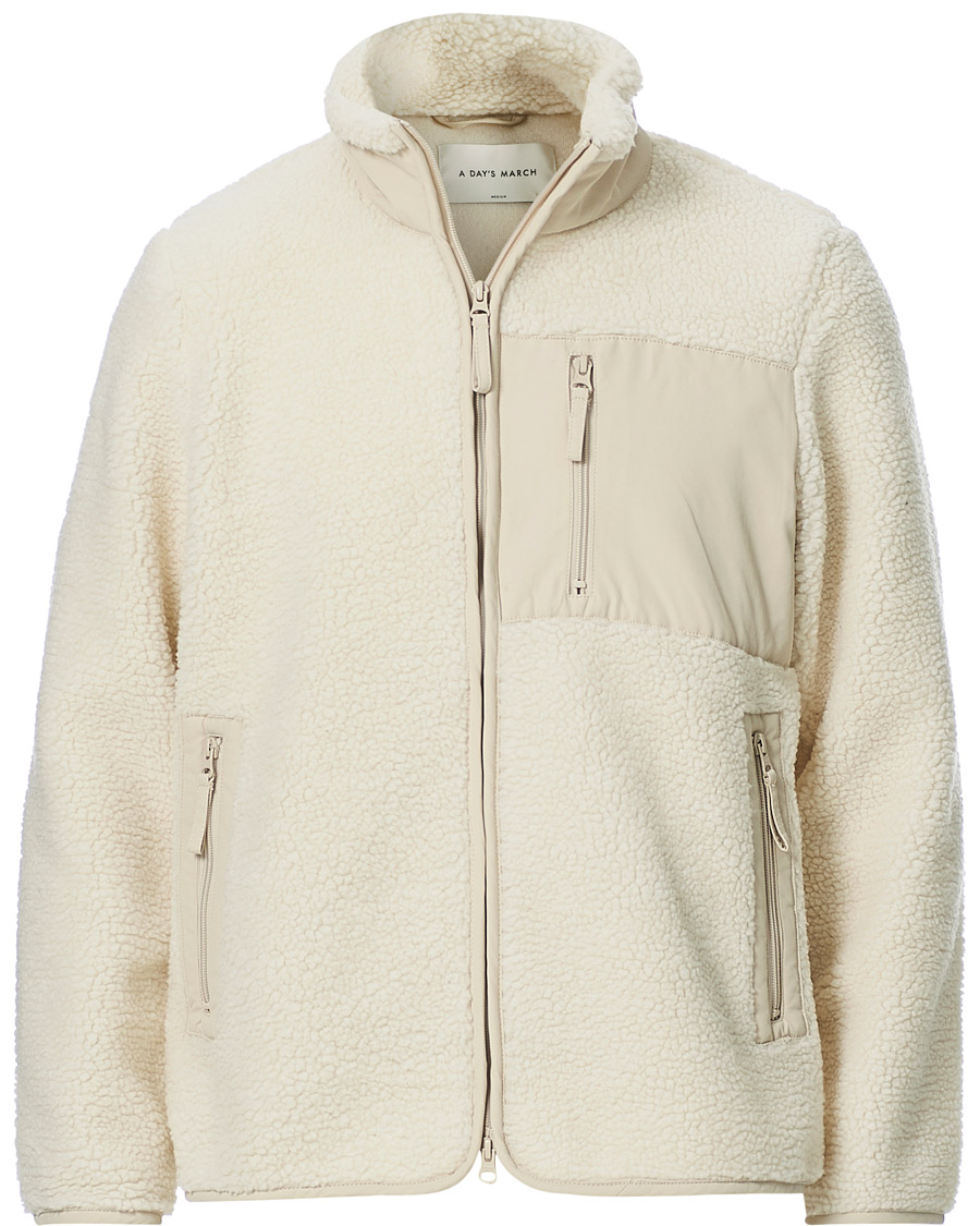 Men | Sweaters & Knitwear | A Day's March | Granån Recycled Fleece Jacket Off White