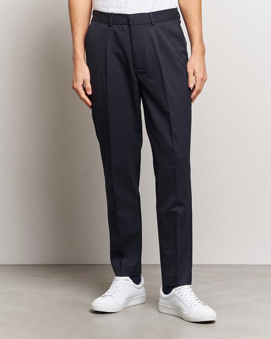 Men | Trousers | A Day's March | Smart Trousers Wool Twill Navy