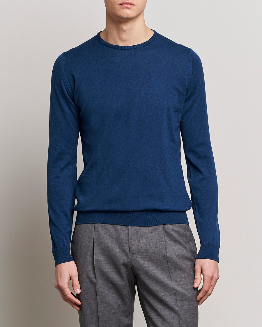 Men | Sweaters & Knitwear | John Smedley | Hatfield Sea Island Crew Neck Indigo