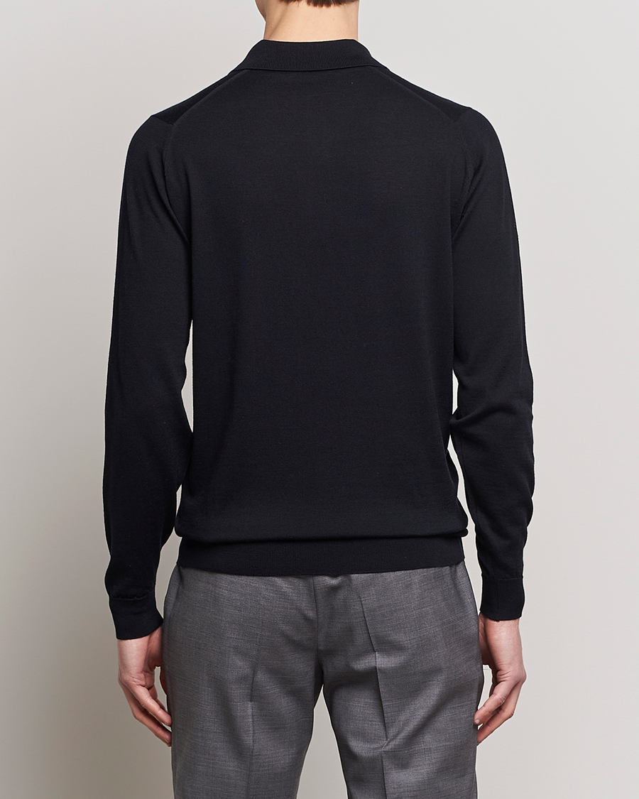 Men | Sweaters & Knitwear | John Smedley | Belper Wool/Cotton Polo Pullover Navy