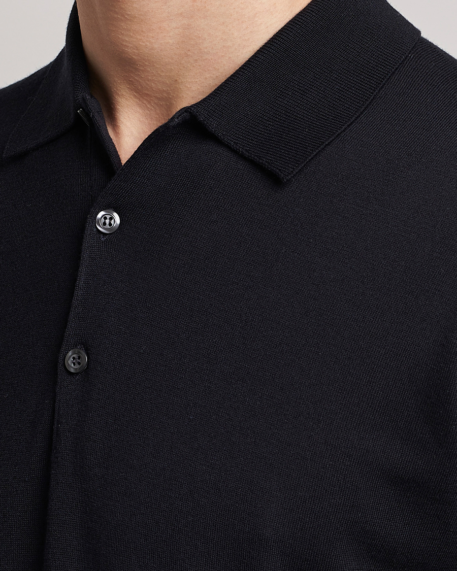 Men | Sweaters & Knitwear | John Smedley | Belper Wool/Cotton Polo Pullover Navy