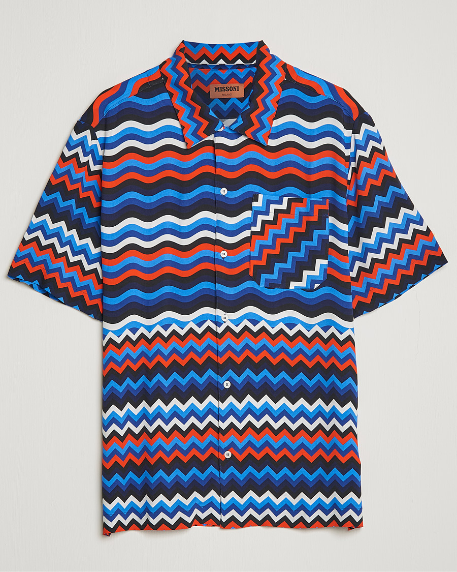 Men | Shirts | Missoni | Zig Zag Bowling Shirt Navy/Red