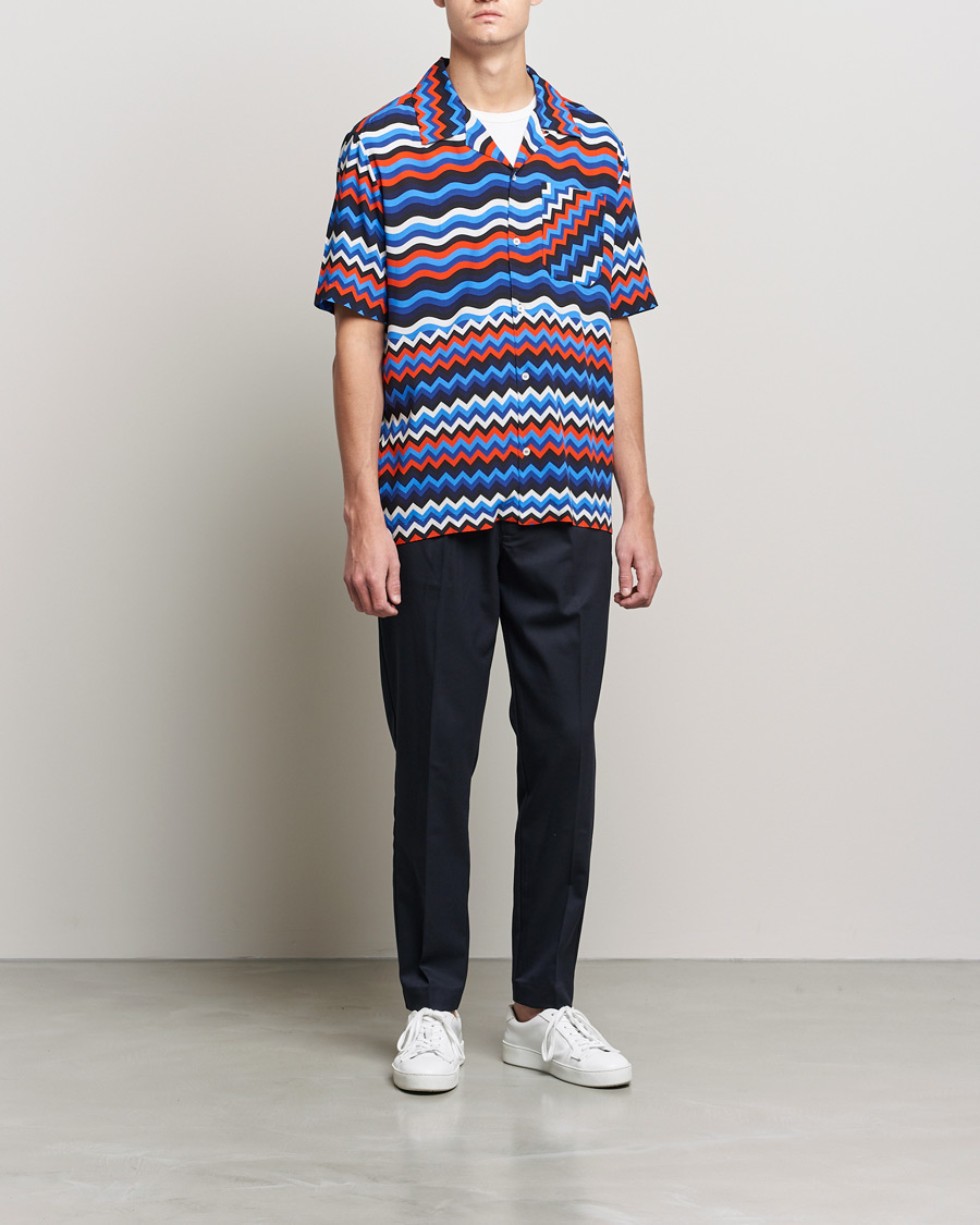 Men | Shirts | Missoni | Zig Zag Bowling Shirt Navy/Red