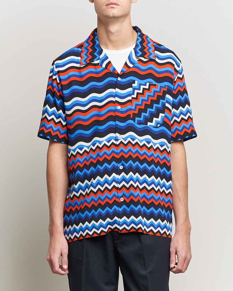 Men | Shirts | Missoni | Zig Zag Bowling Shirt Navy/Red