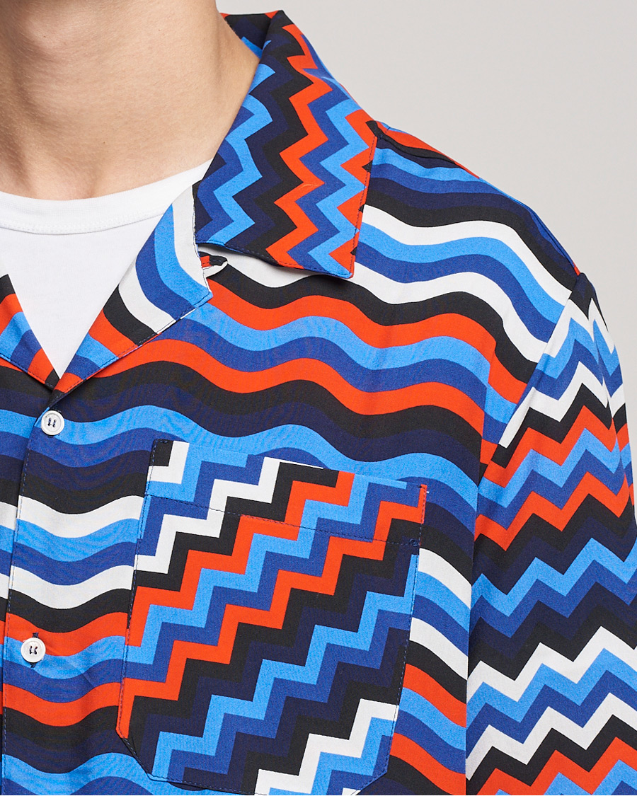 Men | Shirts | Missoni | Zig Zag Bowling Shirt Navy/Red