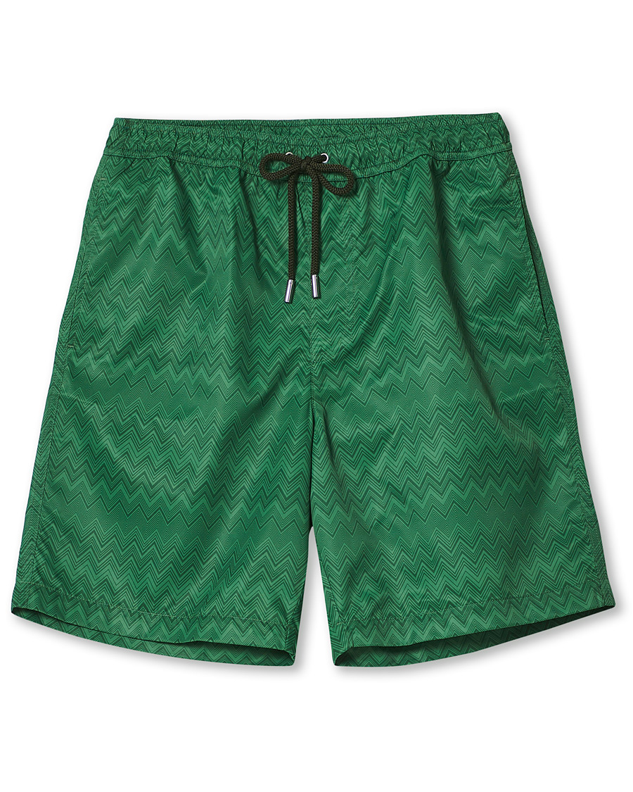 Men | Swimwear | Missoni | Tonal Zig Zag Swim Shorts Dark Green
