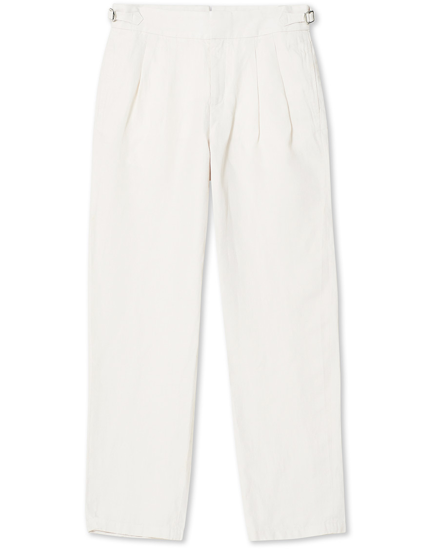 Men | Trousers | Orlebar Brown | Lyford Relaxed Pleated Linen Trousers White Sand