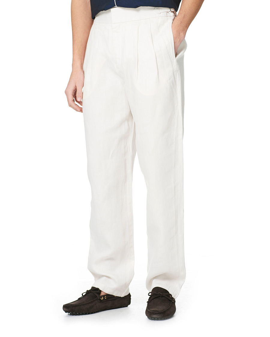 Men | Trousers | Orlebar Brown | Lyford Relaxed Pleated Linen Trousers White Sand