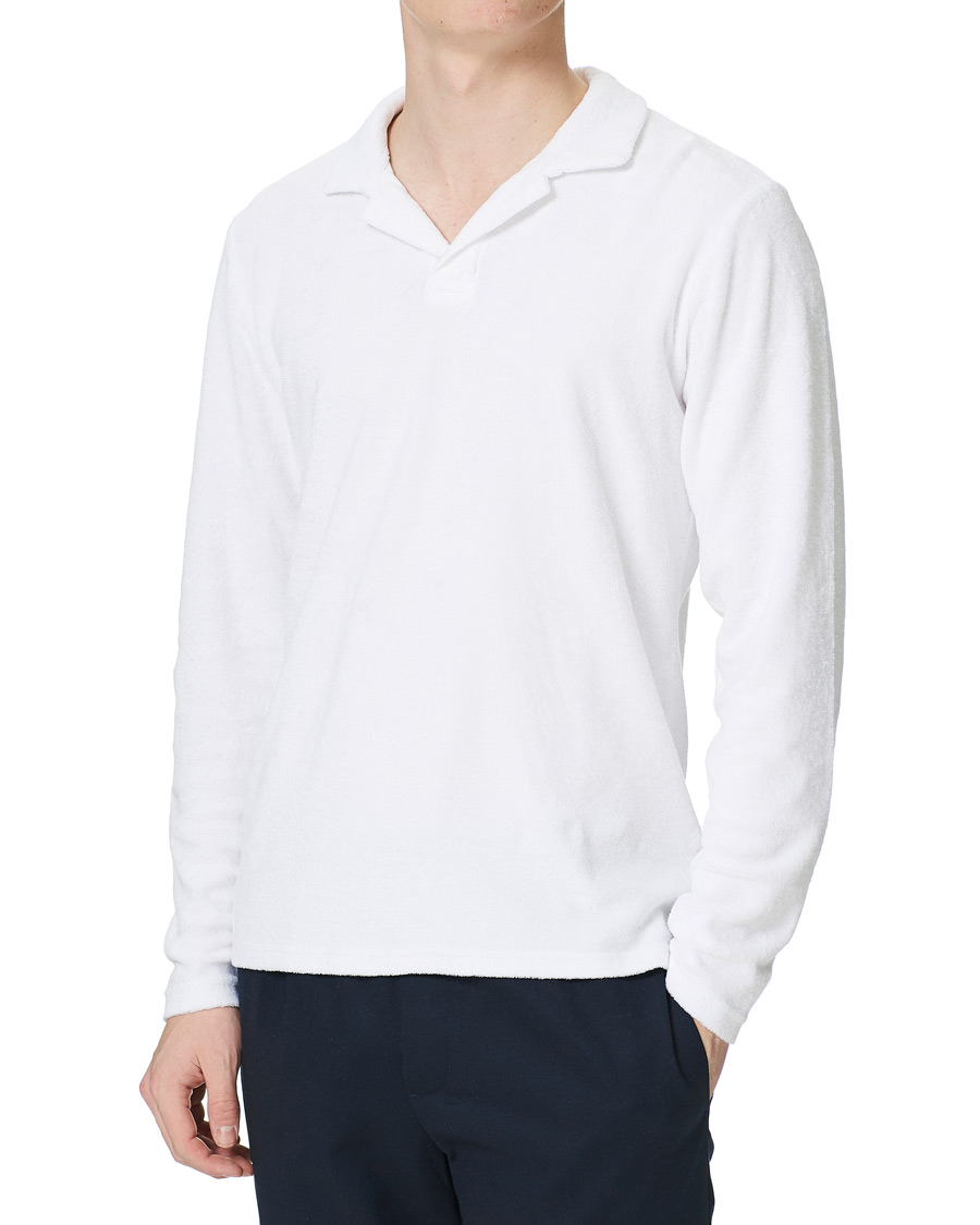 Men | Long Sleeve Polo Shirts | Orlebar Brown | Terry Long Sleeve Polo White