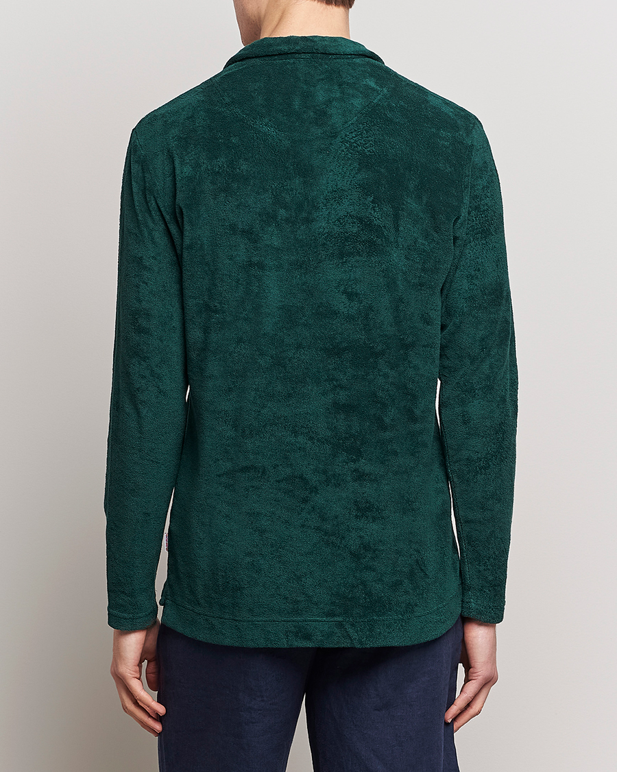 Men | Sweaters & Knitwear | Orlebar Brown | Terry Long Sleeve Polo Racing Green