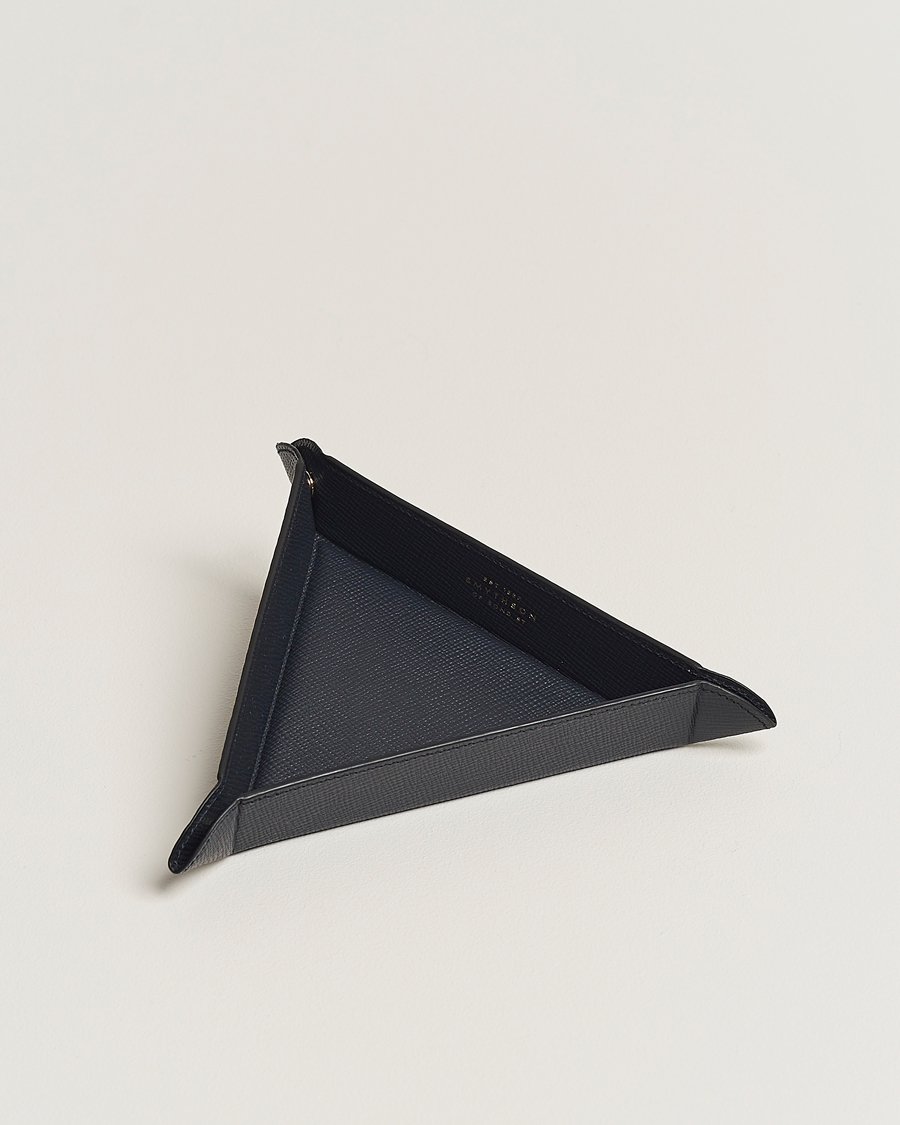 Men | Home | Smythson | Panama Leather Coin Tray Navy