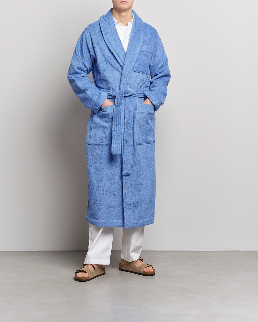 Men | Pyjamas & Robes | Tekla | Organic Terry Classic Bathrobe Clear Blue