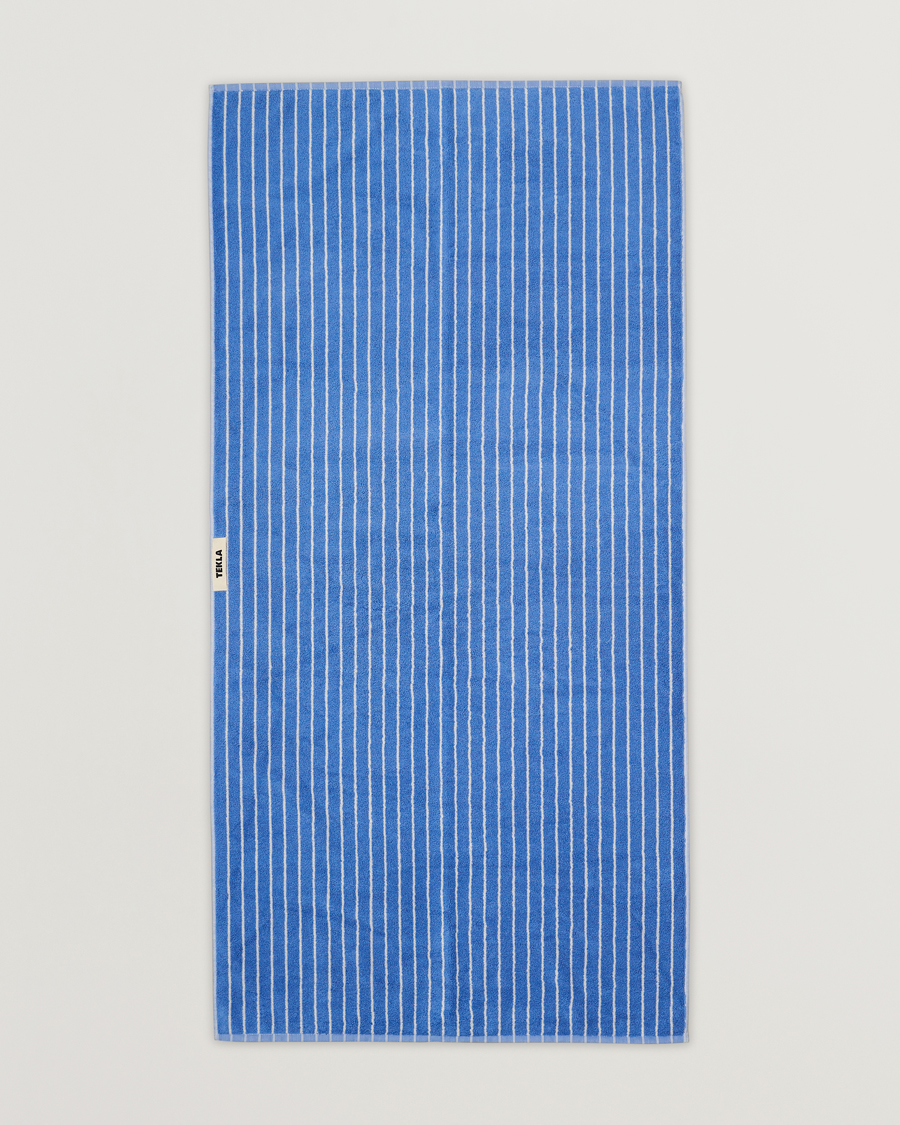 Men | Tekla | Tekla | Organic Terry Bath Towel Clear Blue Stripes