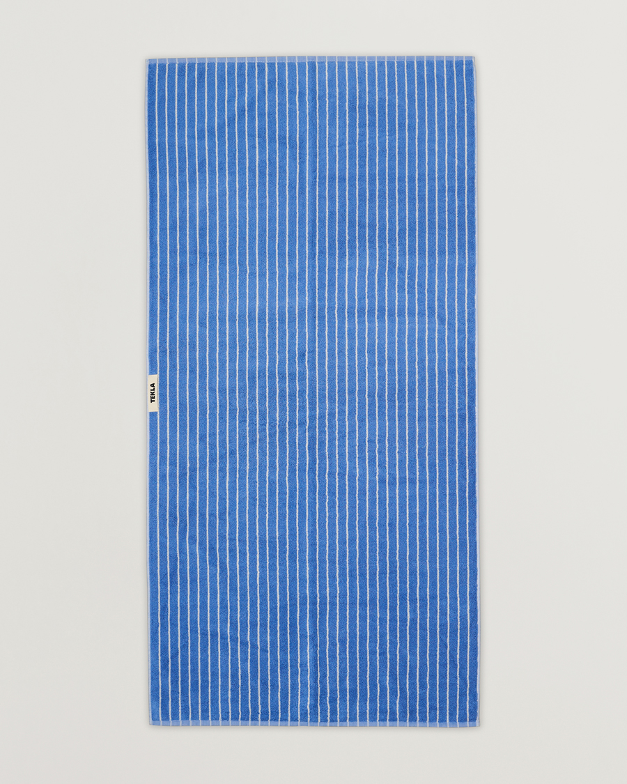 Men | Fabrics | Tekla | TeklaOrganic Terry Bath TowelClear Blue Stripes