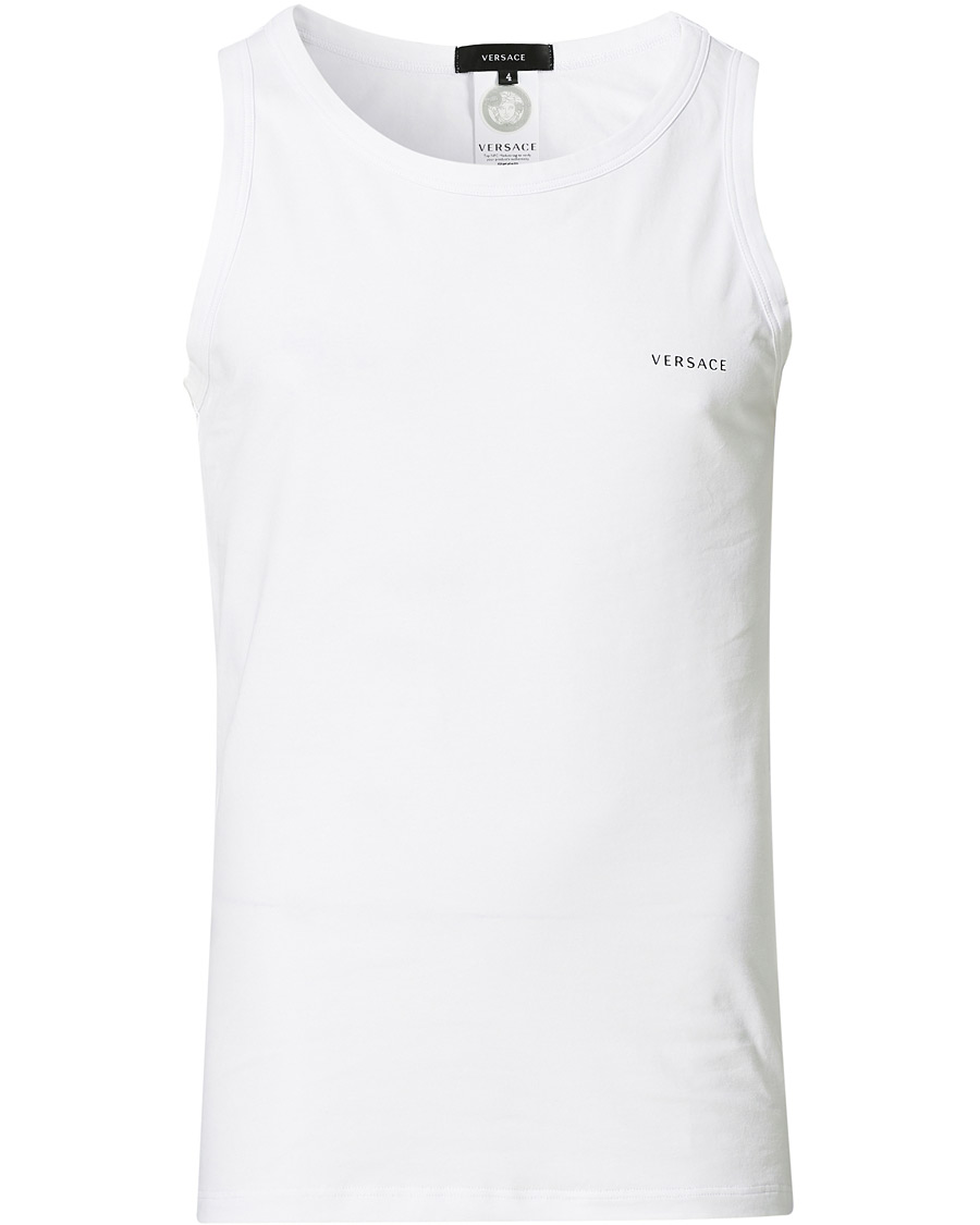 Men | Linen T-shirts | Versace | Logo Tank Top White