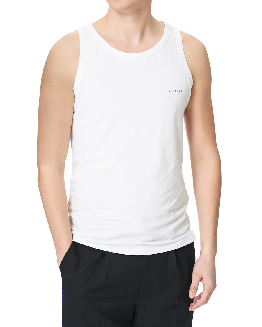 Men | Linen T-shirts | Versace | Logo Tank Top White