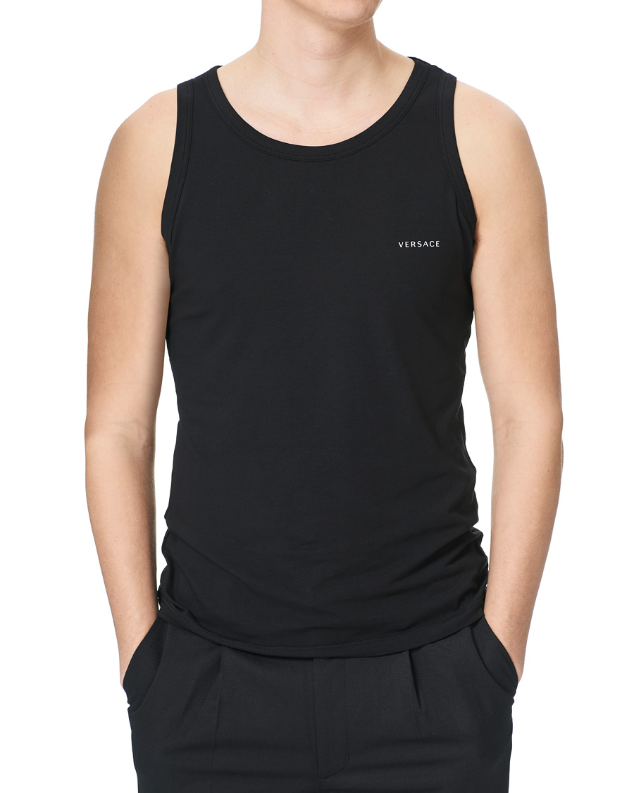 Men | Linen T-shirts | Versace | Logo Tank Top Black