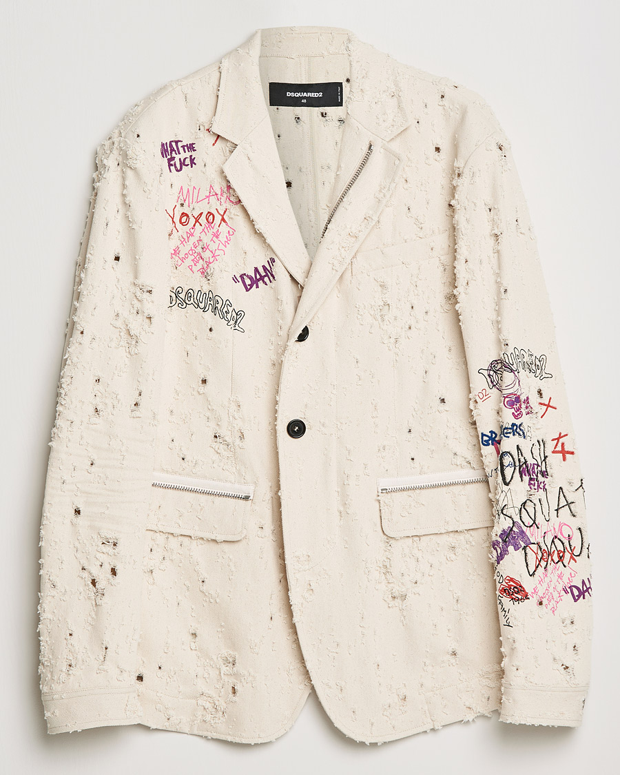 Men | Blazers | Dsquared2 | Painted Military Blazer Light Beige