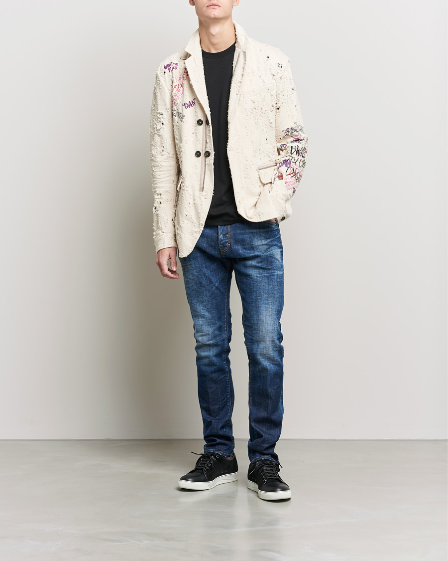 Men | Blazers | Dsquared2 | Painted Military Blazer Light Beige