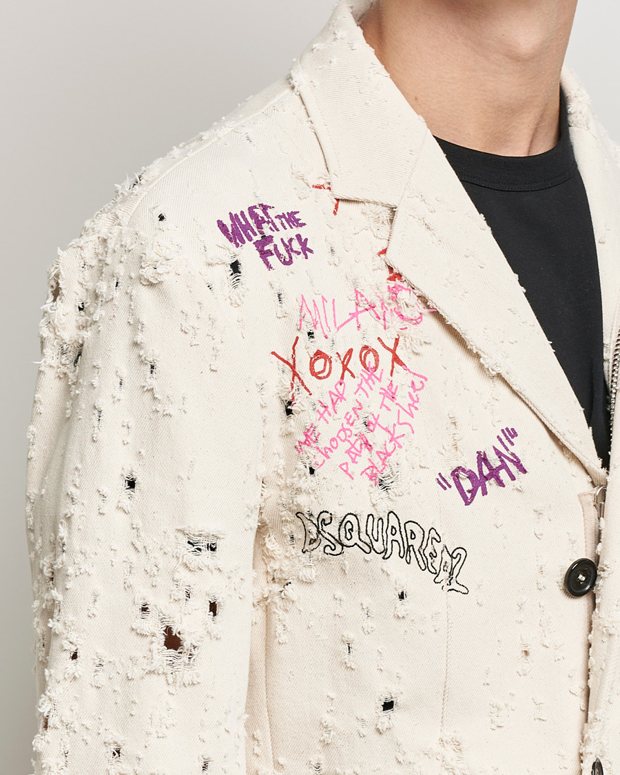 Men | Blazers | Dsquared2 | Painted Military Blazer Light Beige