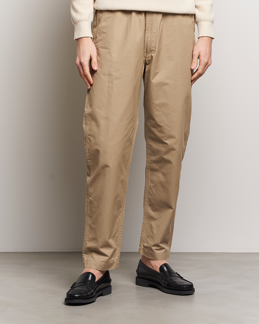 Men | Drawstring Trousers | orSlow | New Yorker Pants Beige