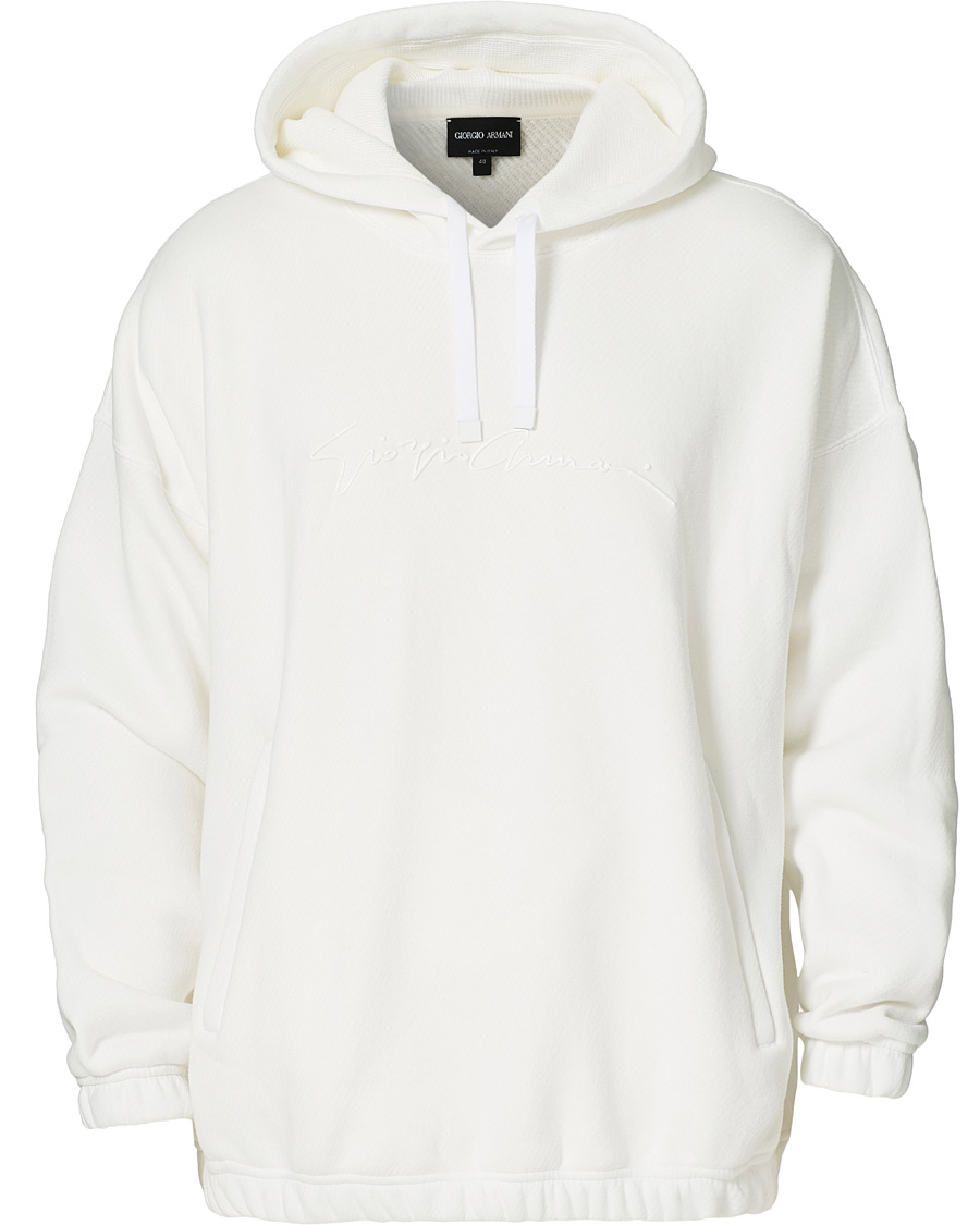Men | Sweaters & Knitwear | Giorgio Armani | Denim Cotton Hoodie White