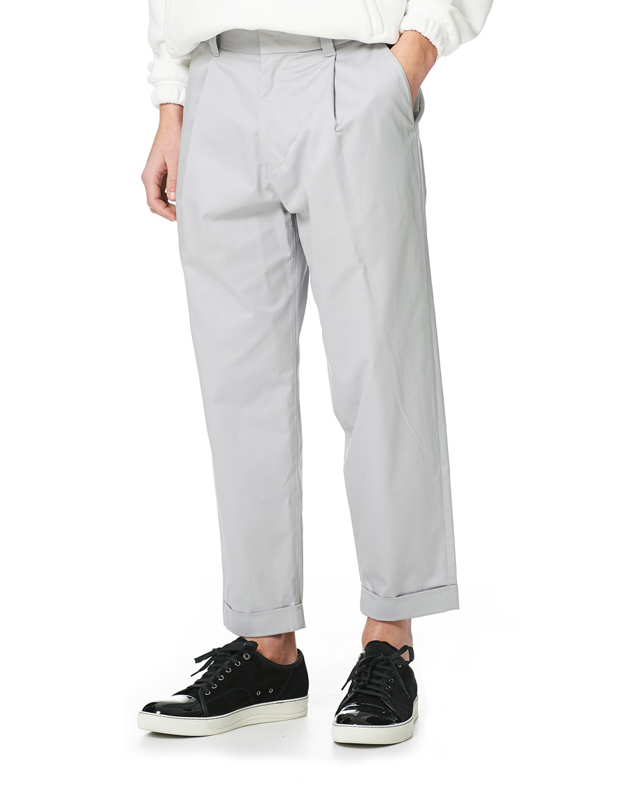 Men | Giorgio Armani | Giorgio Armani | Tapered Cotton Trousers Light Grey