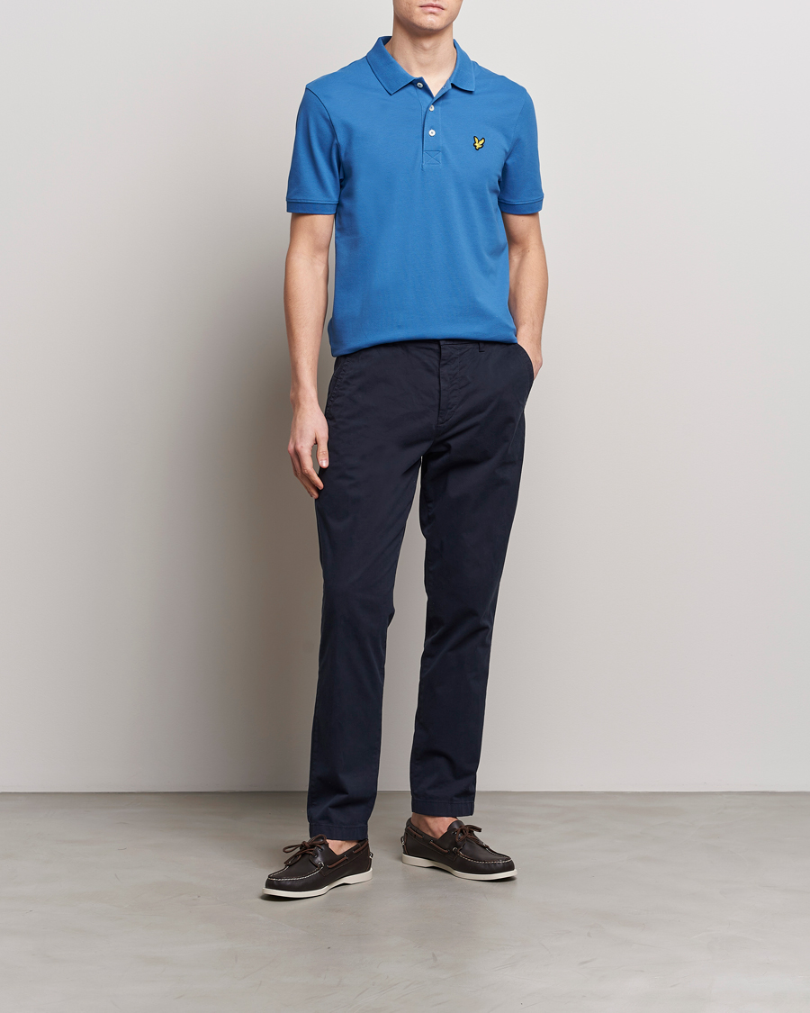 Men | Polo Shirts | Lyle & Scott | Plain Pique Polo Spring Blue