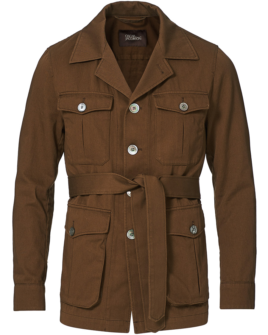Men |  | Oscar Jacobson | Westwood Washed Cotton Shirt Jacket Army Brown
